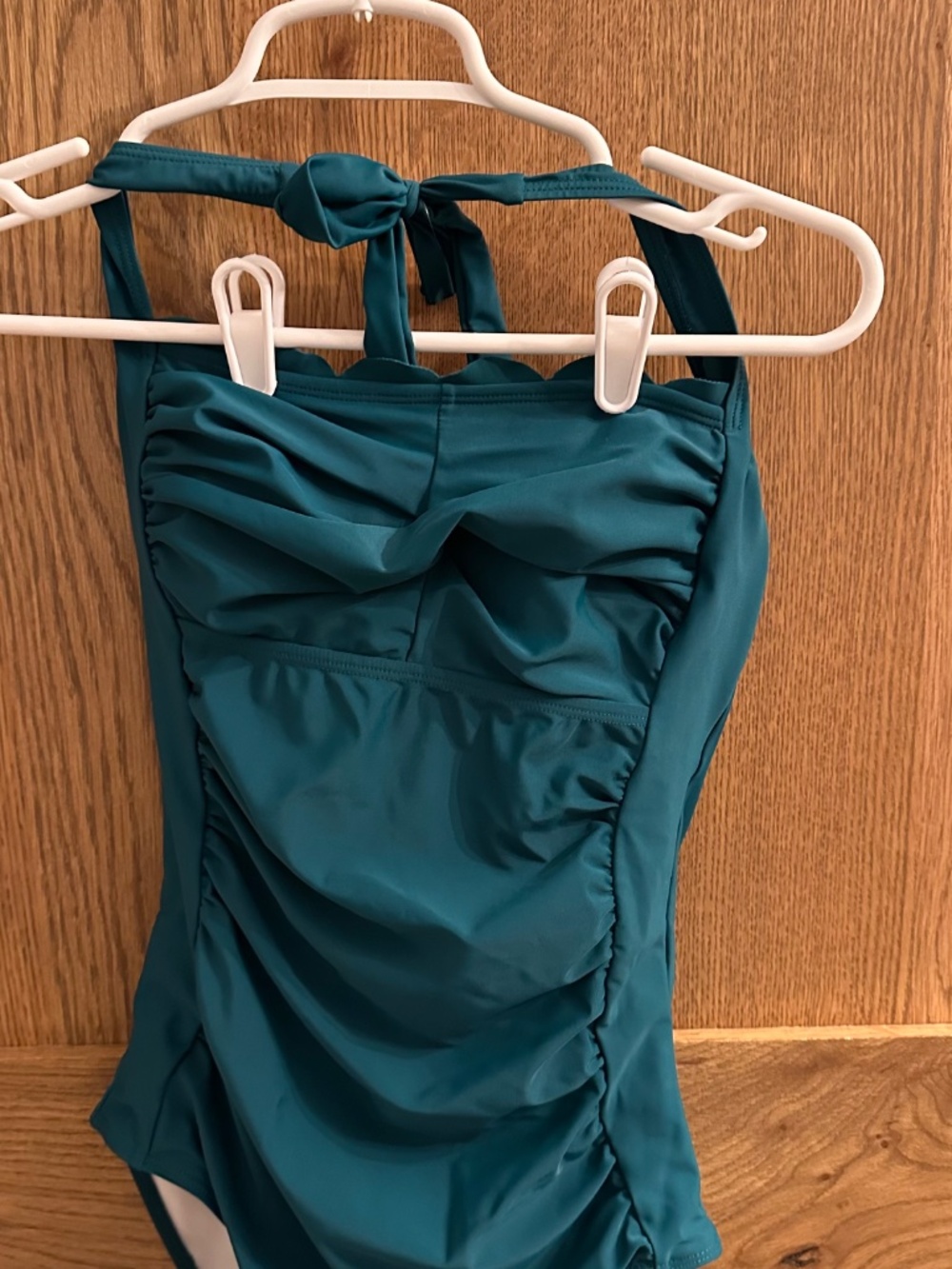 Eomenie Women One Piece Tummy Control Swim Halter Scallop Trim Bathing Suit